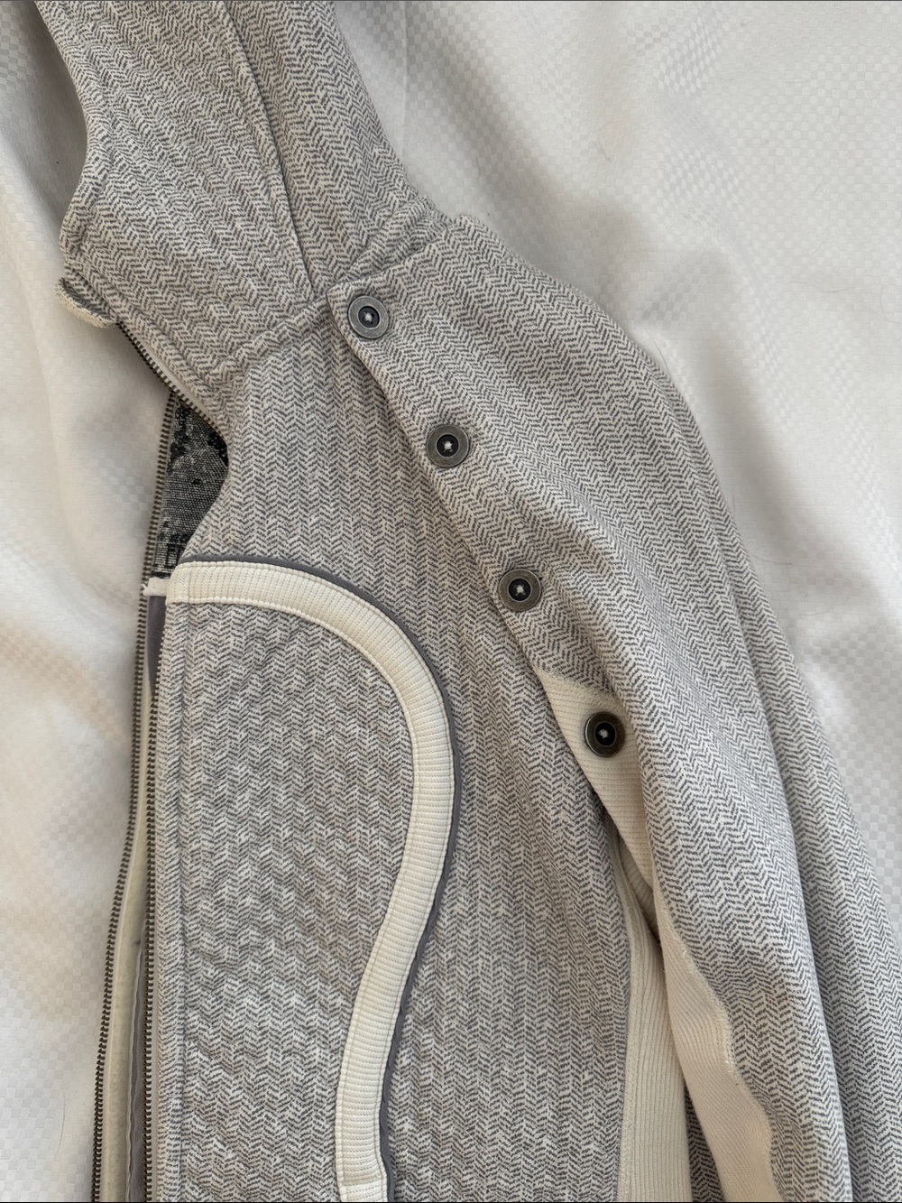 Lululemon Special Edition Embellished Herringbone Patch Jacket - Light Gray - Picture 4 of 6